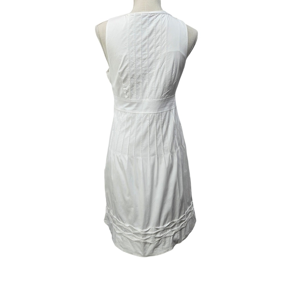 Frances Valentine Dress Size 4 White Pintuck Pleated Fit Flare Cotton #1059 - Picture 6 of 9